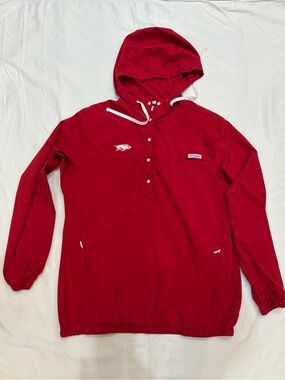 Columbia PFG Arkansas Razorbacks Tamiami Womens L Hooded Pullover Jacket Red